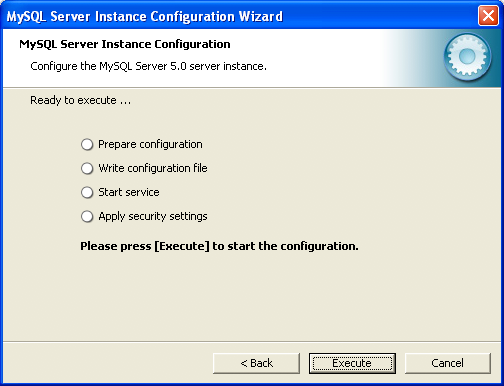 MySQL Server Instance Config Wizard:
Confirmation