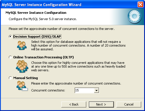 MySQL Server Instance Config Wizard:
Connections