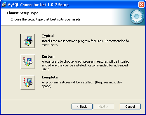 Connector/NET Windows Installer -
Installation type