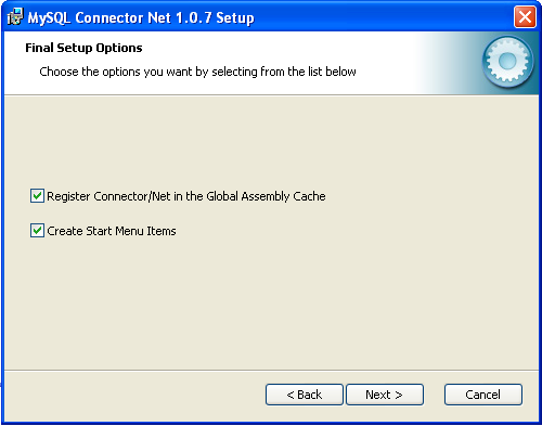 Connector/NET Windows Installer -
Setup-Optionen