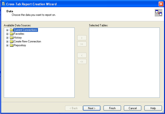 Crystal Reports
のデータソースを選択