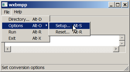 "File&rarr;Options" menu item