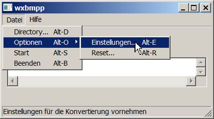 Men&uuml;punkt "Datei→Optionen"